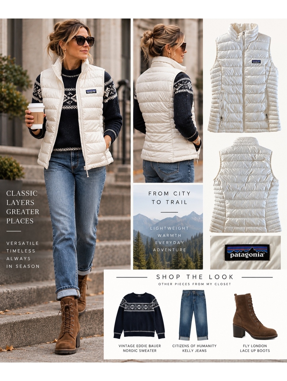 Patagonia Women’s Birch White Puffer Vest XS Gorpcore Outdoor Quiet Luxury